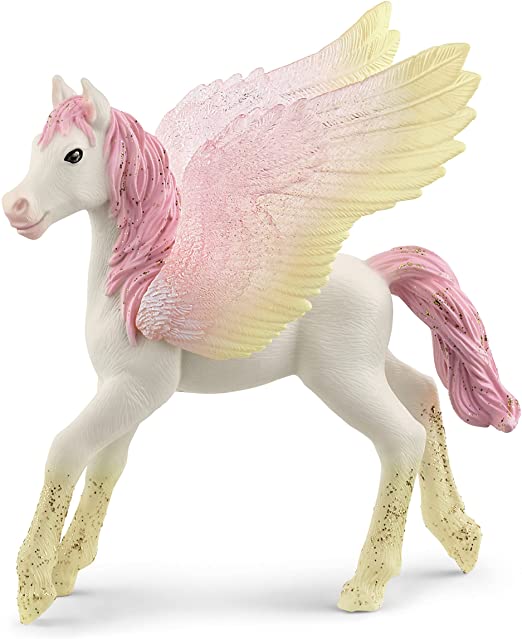 Hvidt Schleich Pegasus-føl 70721 med lyserød man og hale