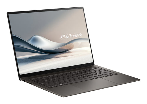 ASUS Zenbook S14 UX5406SA-PV530W – set skråt forfra; tastaturlayout illustrativt