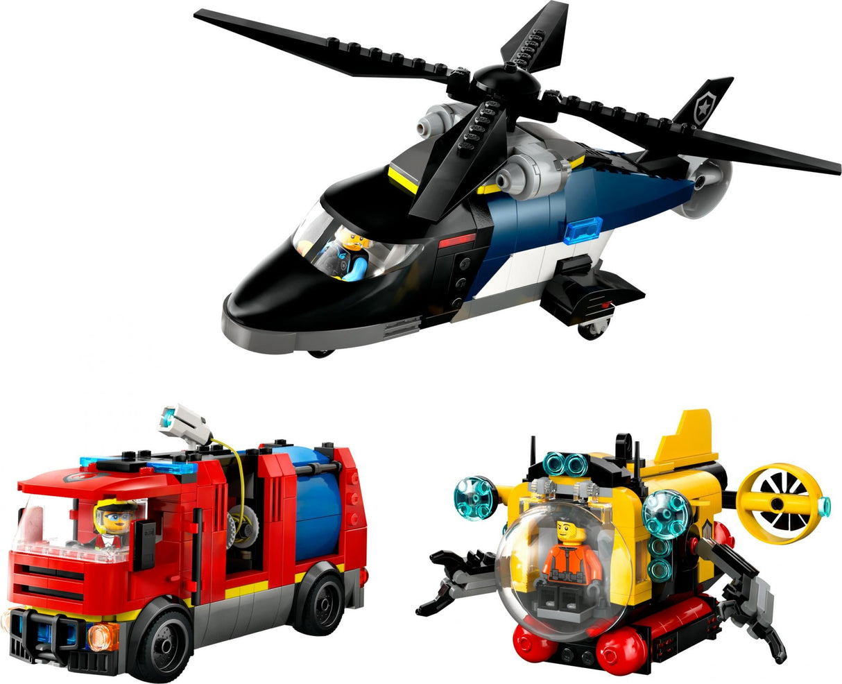 LEGO 60462 City Combination Set with Helicopter, Fire Truck and Submarine, Construction Toy LEGO