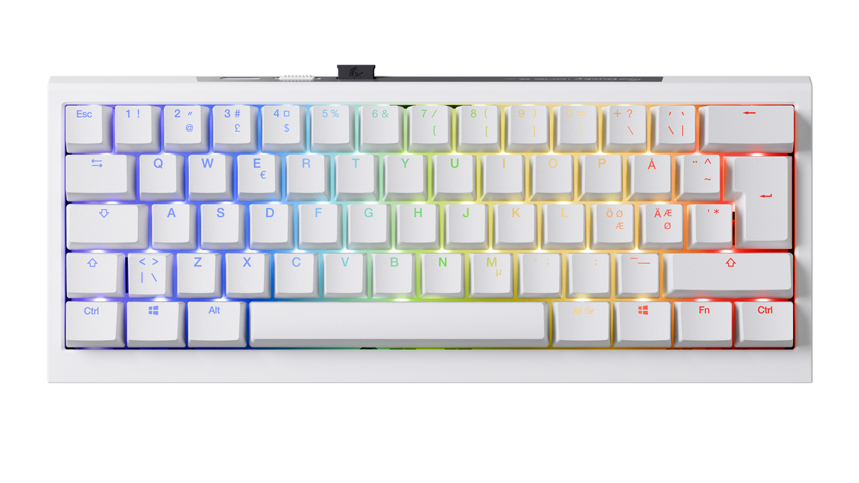 Ducky One X - Vit Nordisk - Mini 60% - Ducky Induktiv Strömbrytare (analog) Tri-Mode (Trådlös, Bluetooth, Sladd)