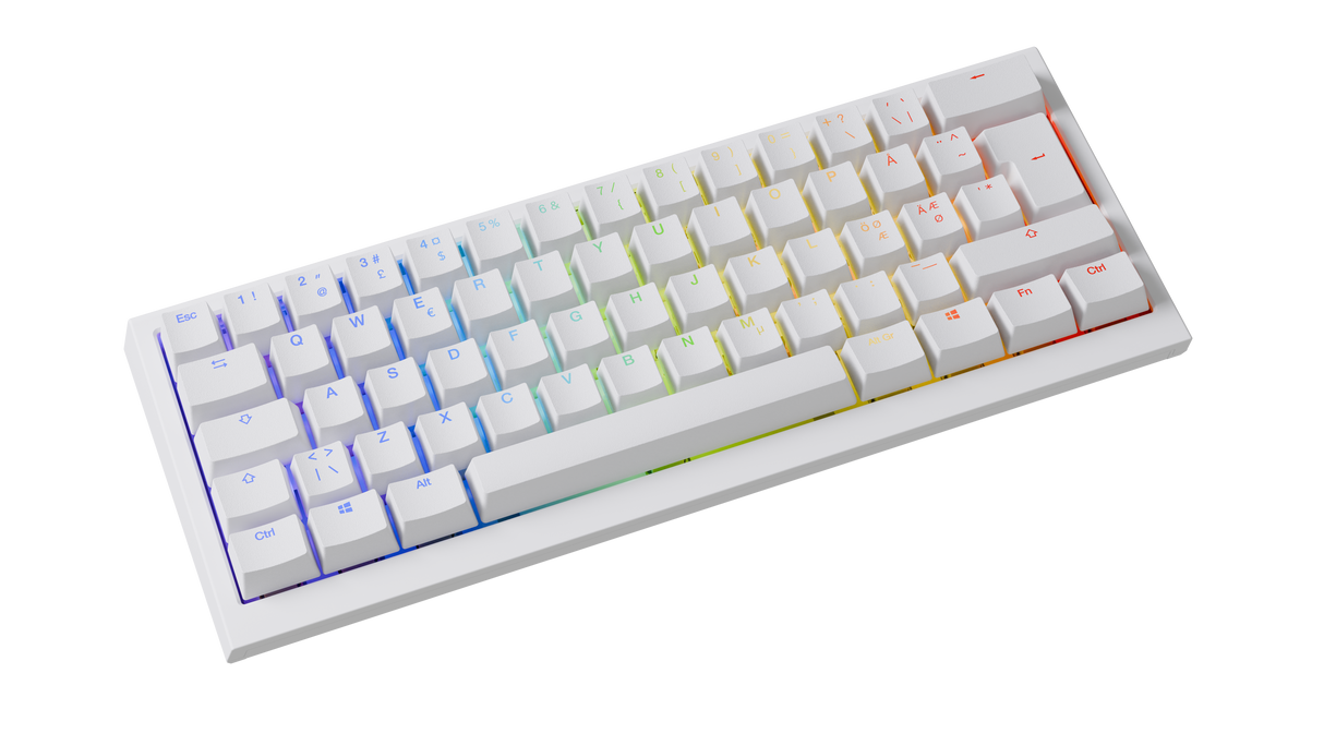 Ducky One X - Vit Nordisk - Mini 60% - Ducky Induktiv Strömbrytare (analog) Tri-Mode (Trådlös, Bluetooth, Sladd)