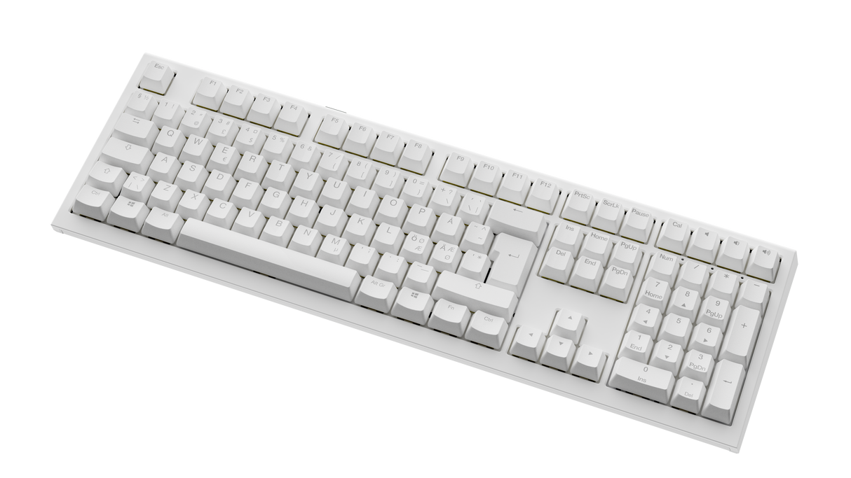 Ducky One X - White Nordic - Fullsize 100% - Ducky Inductive Switch (analog) Tri-Mode (Trådløs, BT, Cord)