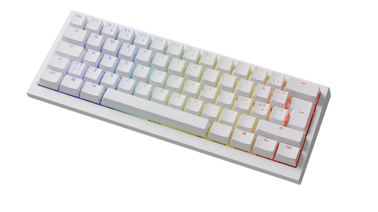 Ducky One X - Vit Nordisk - Mini 60% - Ducky Induktiv Strömbrytare (analog) Tri-Mode (Trådlös, Bluetooth, Sladd)