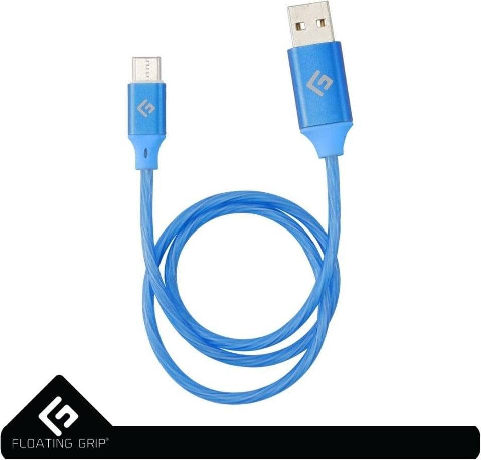 Floating Grip 0,5M LED USB-C Cable (Blå)