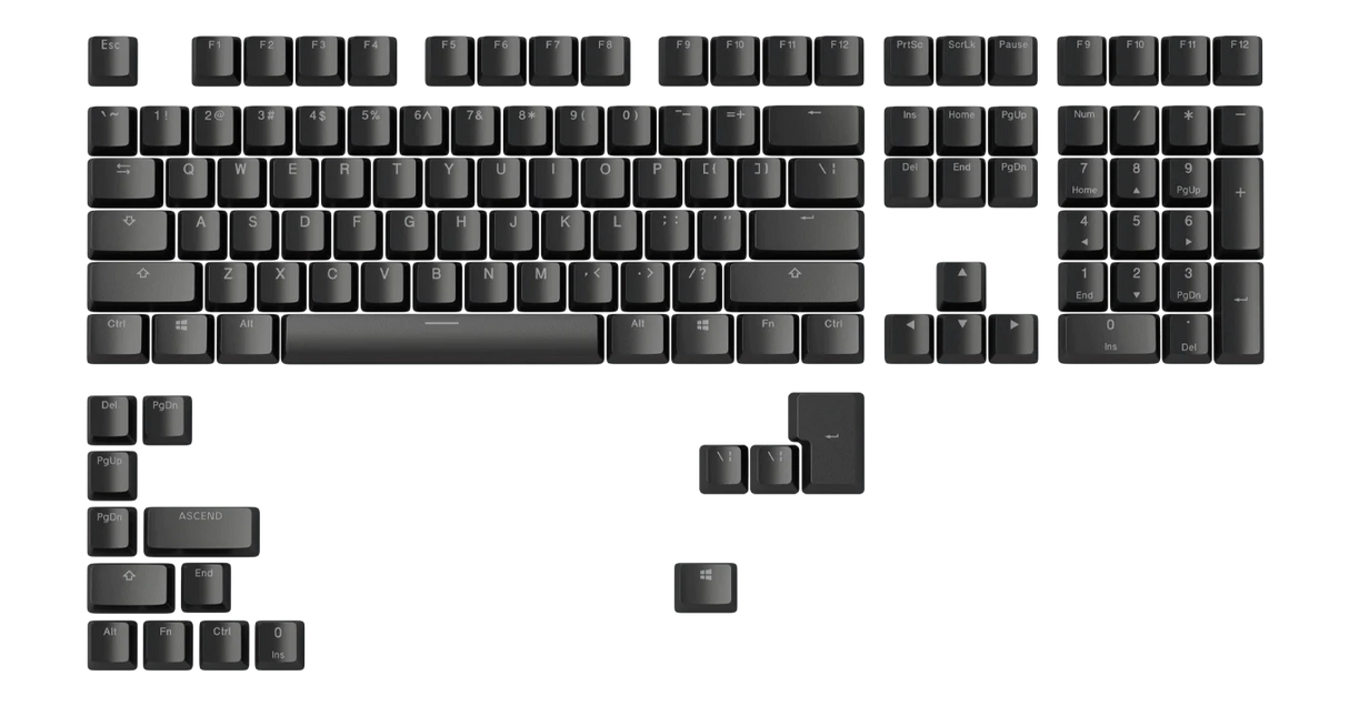 Glorious ABS Keycaps - 105 key-spots, black, NOR-Layout
