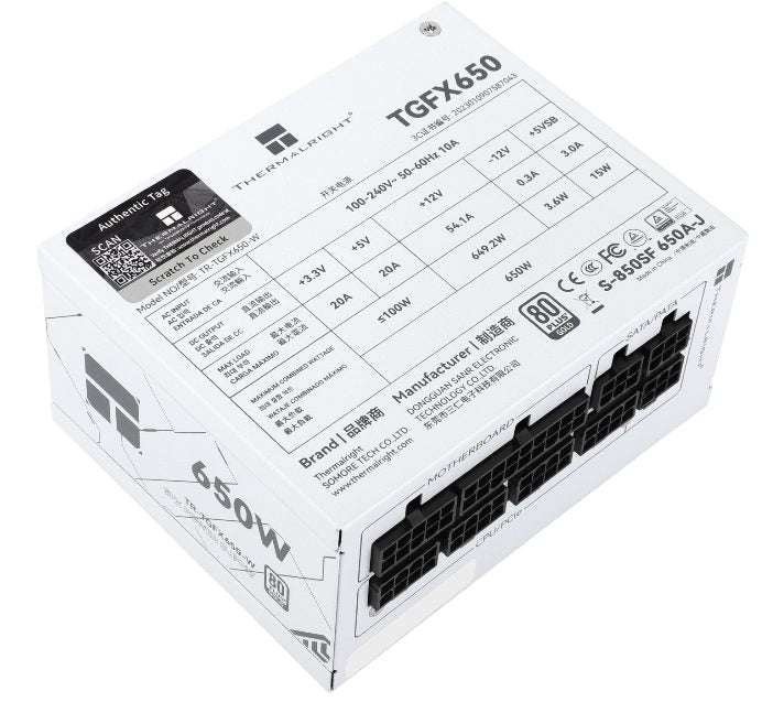 Thermalright TR-TGFX 650W, Hvid, 80+ Gold modular PSU, SFX Thermalright
