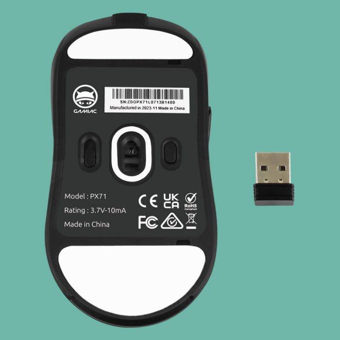 Gamiac PX71 Mus Sort Trødløs