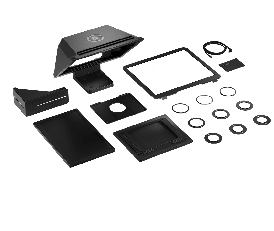 Elgato Prompter XL – teleprompter med 15,6″ skærm – medfølgende dele