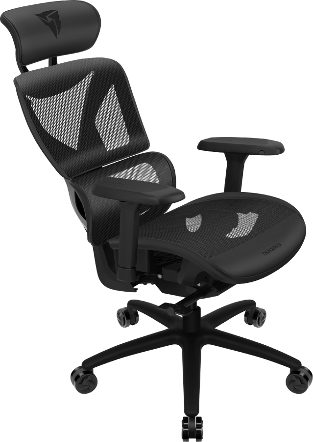 ThunderX3 YTC Mesh Black - Sync5, 125 kg max, 2D armstöd, klass 4 gaslyft