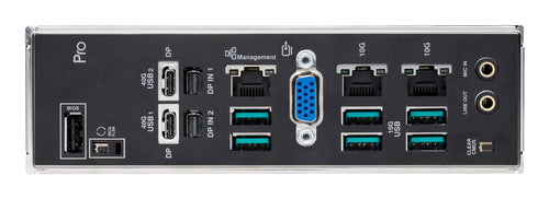 ASUS PRO WS WRX90E-SAGE SE tilslutningspanel med USB, netværk og VGA