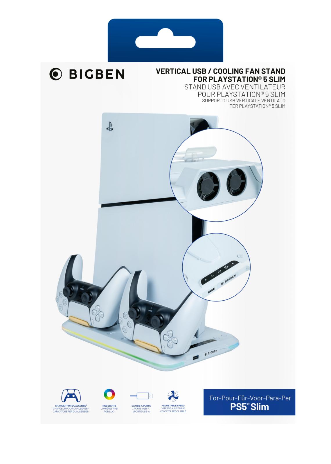 Nacon Charging Station med Fan RGB/USB Hub/Fan, Hvid PS5 Slim