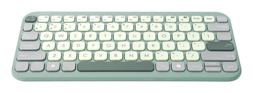 ASUS Marshmallow Keyboard KW100 – taster og arbejdsflade set ovenfra (vinkel 2); tastaturlayout illustrativt