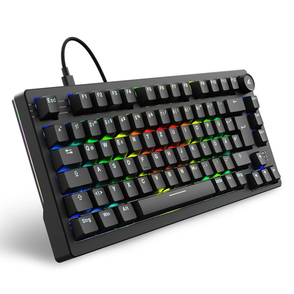 Sharkoon SKILLER SGK25 mekanisk tastatur – Huano Red, sort, tysk QWERTZ – billede 2