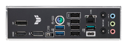 Bagpanel med USB, netværk og skærmporte på ASUS TUF B850M-E WIFI