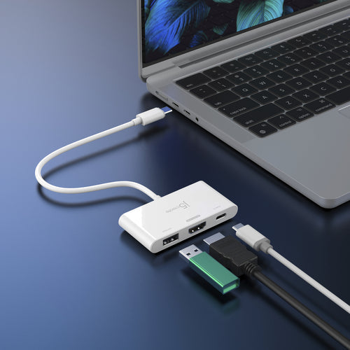 j5create JCA399-N – USB-C til HDMI 4K/144 Hz og USB – Tilslutning til laptop som eksempel