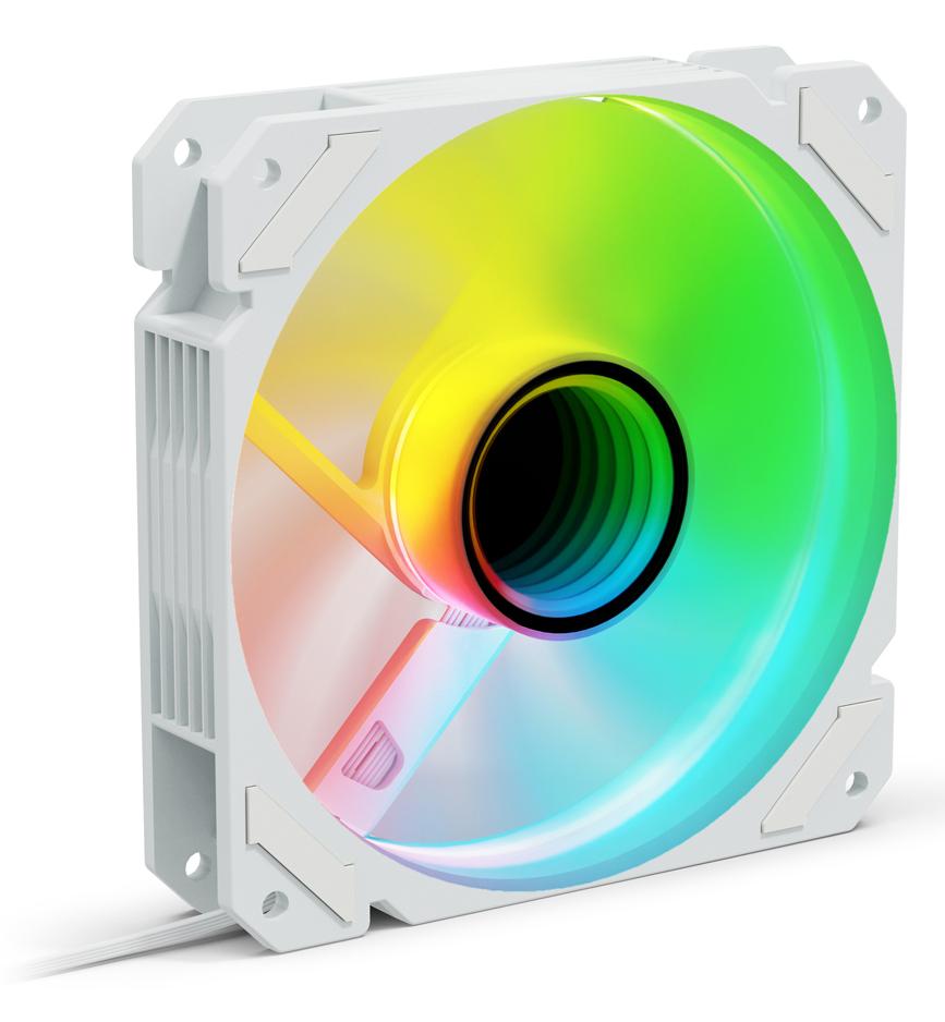Sharkoon SHARK Mirror RGB PWM Reverse White 120mm Infinity Mirror ARGB Reverse Blade PC Case Fan Sharkoon