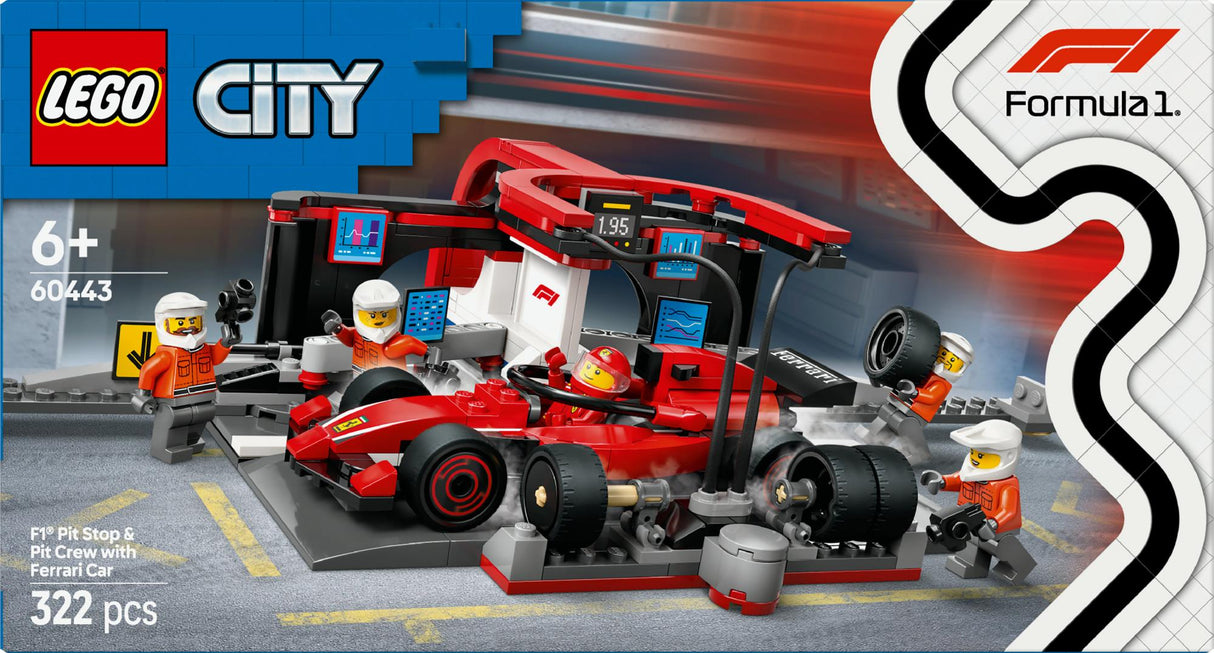 LEGO 60443 City F1 Pit Stop with Pit Crew and Ferrari Racer, Construction Toy LEGO