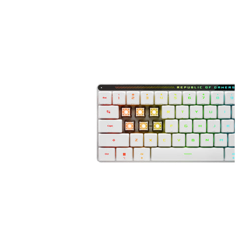 ASUS ROG Falchion RX – nærbillede af taster og belysning – layoutillustration