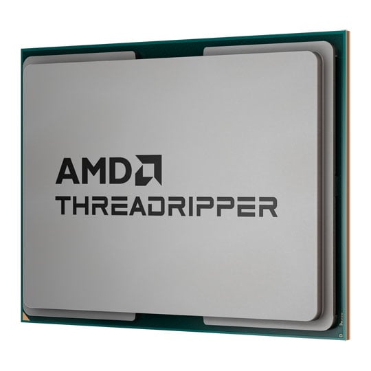 AMD Ryzen Threadripper 9980X – processoren uden køler set skråt ovenfra