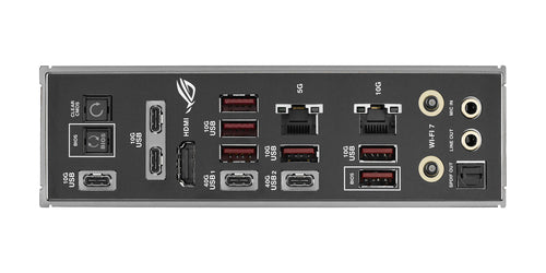 ASUS ROG CROSSHAIR X870E DARK HERO – porte på bagpanelet