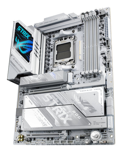 ASUS ROG STRIX X870E-A GAMING WIFI7 NEO – ATX AM5 bundkort – skråt ovenfra