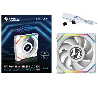 Lian Li UNI FAN SL Trådlös LCD, Vit - 120 mm