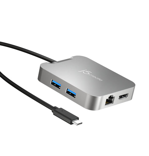 j5create JCD391-N – 4K60 USB-C multiport-adapter – USB-porte og netværksstik