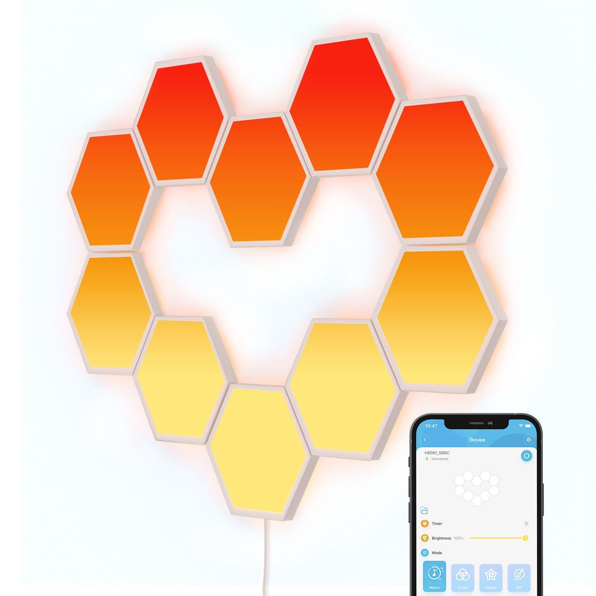 Govee Glide Hexa Light Panels – 10 sekskantede paneler – produktbillede