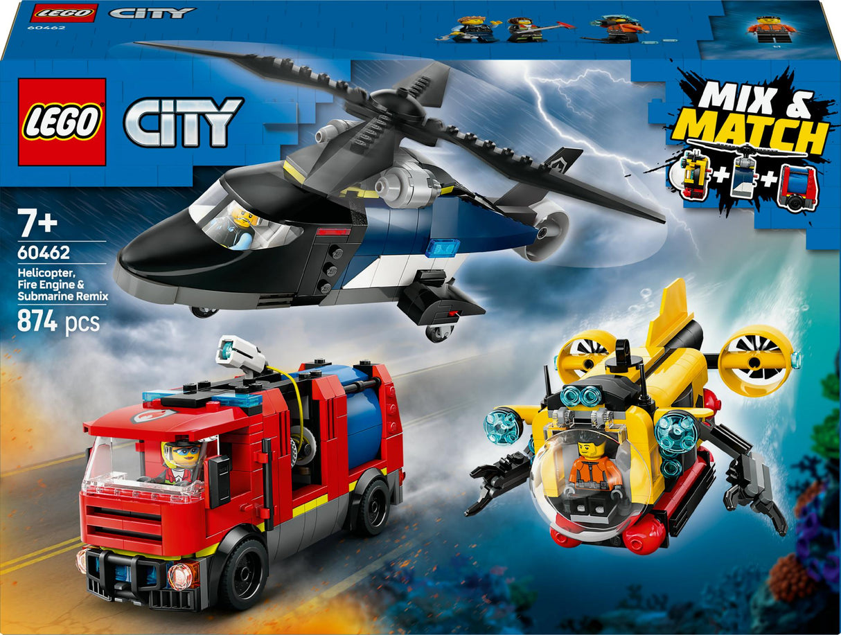 LEGO 60462 City Combination Set with Helicopter, Fire Truck and Submarine, Construction Toy LEGO