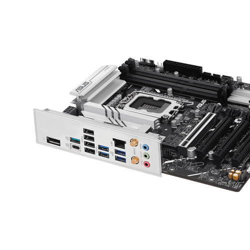 ASUS B860M MAX GAMING AX – skråt ved bagpanelet
