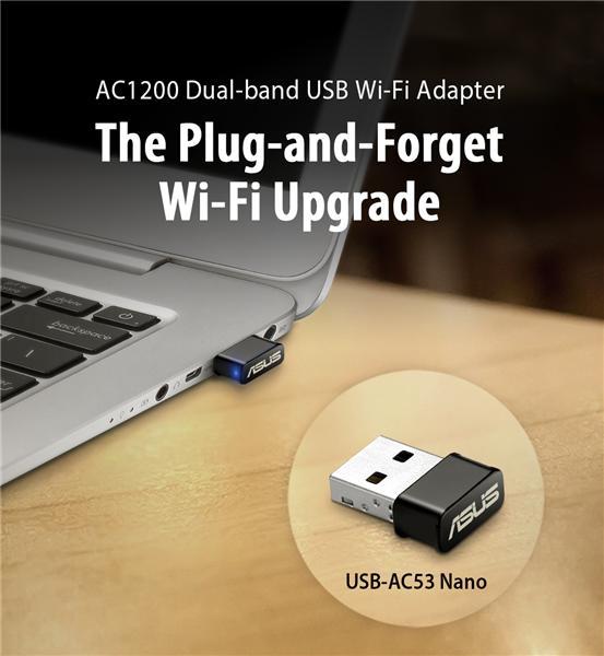 ASUS USB-AC53 Nano Wireless AC1200 USB 3.0 Adapter 802.11 a/b/g/n/ac 400/867Mbps ASUS
