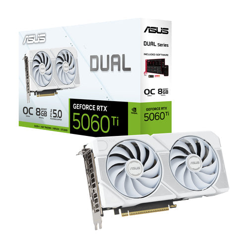 ASUS Dual -RTX5060TI-O8G-WHITE – vist i en samlet opsætning