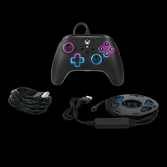 PowerA Advantage Kablet Controller - Xbox Series X/S - m/ Lumectra + RGB LED Strip - Sort