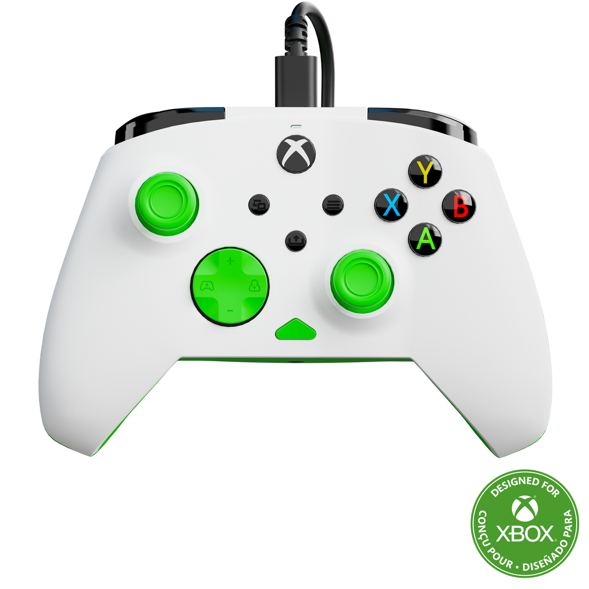 Turtle Beach Rematch Core Wired – Xbox/PC, hvid/grøn – Hvid/grøn controller med Xbox-logo