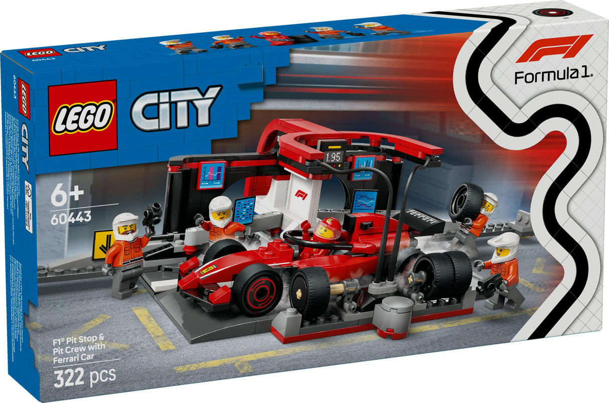 LEGO 60443 City F1 Pit Stop with Pit Crew and Ferrari Racer, Construction Toy LEGO