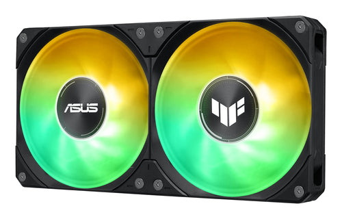 ASUS TUF Gaming LC III 240 ARGB – radiator med to blæsere set skråt fra siden