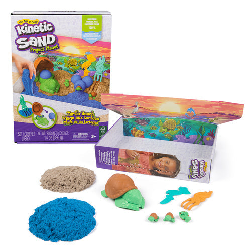 Kinetic Sand Turtle Beach – Sandsæt med skildpadde – 6069781 – sand, forme, redskaber og æske