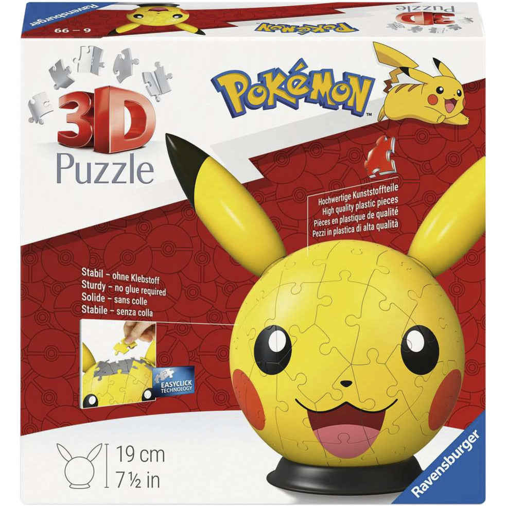 Ravensburger 3D puzzle ball Pokémon Pikachu with ears - German Edition Ravensburger