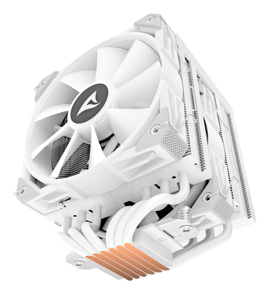 Sharkoon A60 RGB White 260W TDP 6-Heatpipe Dual Tower Dual 120mm PWM FDB ARGB CPU Air Cooler Sharkoon