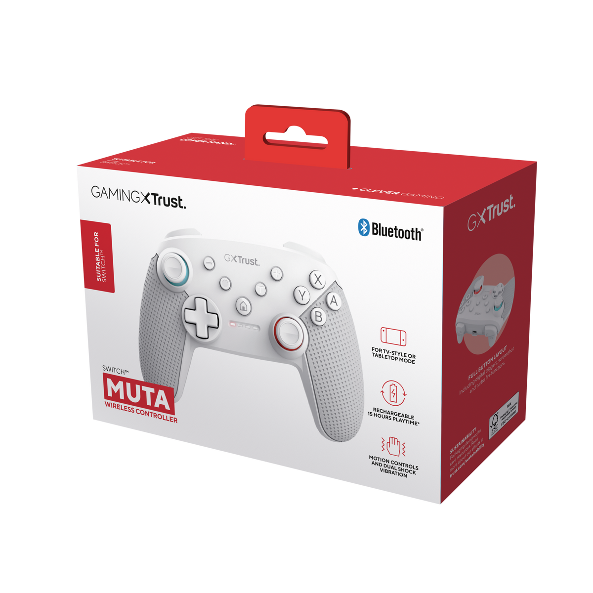 Trust GXT 1246W Muta – trådløs Switch-controller, hvid – produktfoto