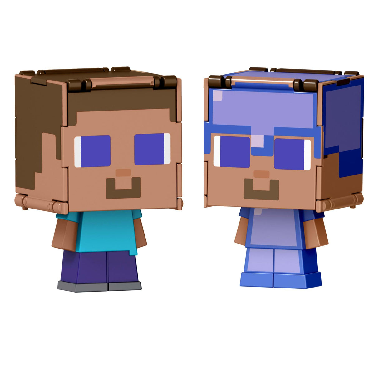 Minecraft - Mob Head Minis Flipping Figs - Steve & Steve in Enchanted Armor Minecraft