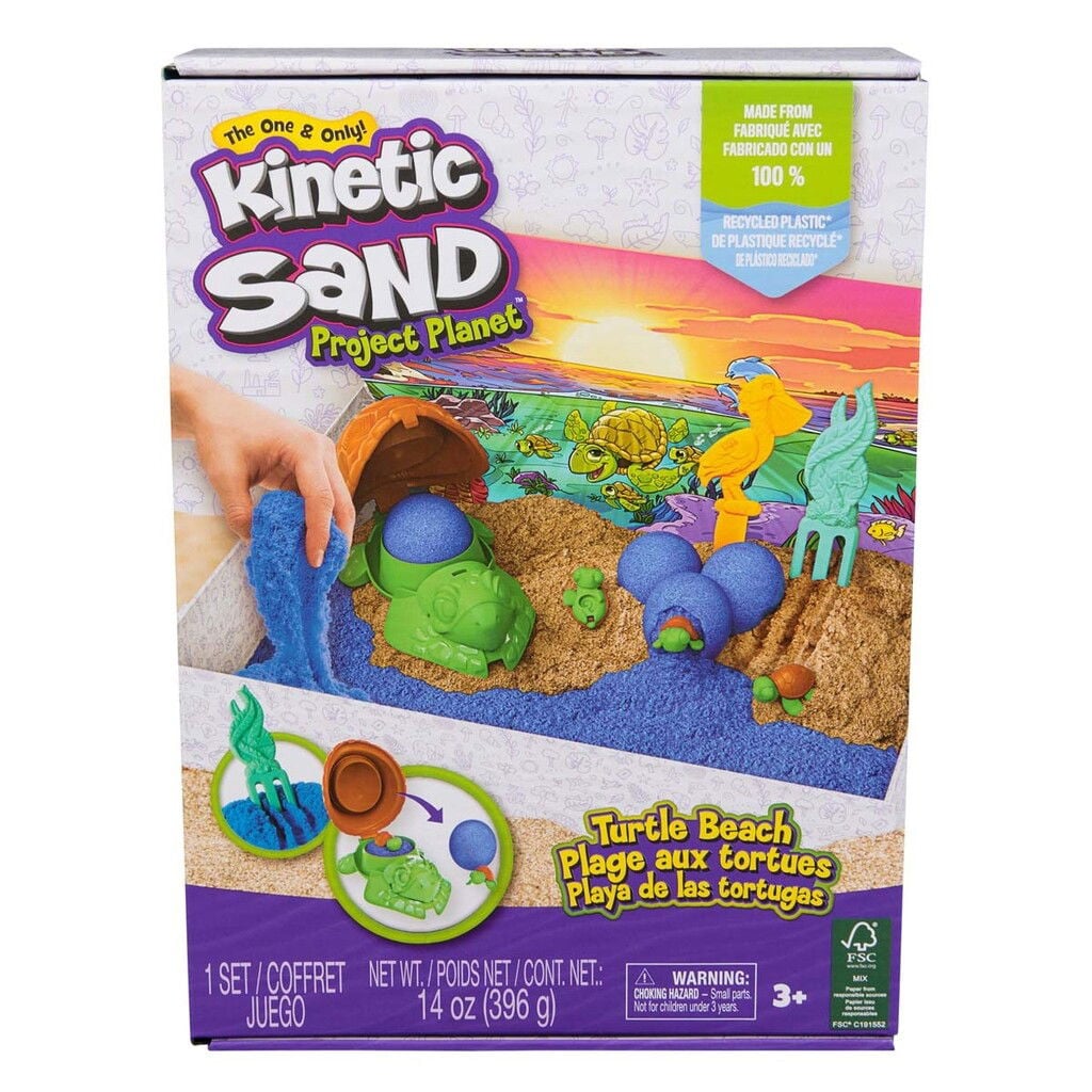 Kinetic Sand Turtle Beach – Sandsæt med skildpadde – 6069781 – legesættets emballage forfra