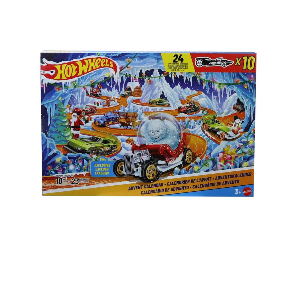 Hot Wheels julekalender 2026 – 10 biler og tilbehør – JLG41 – kalenderens forside