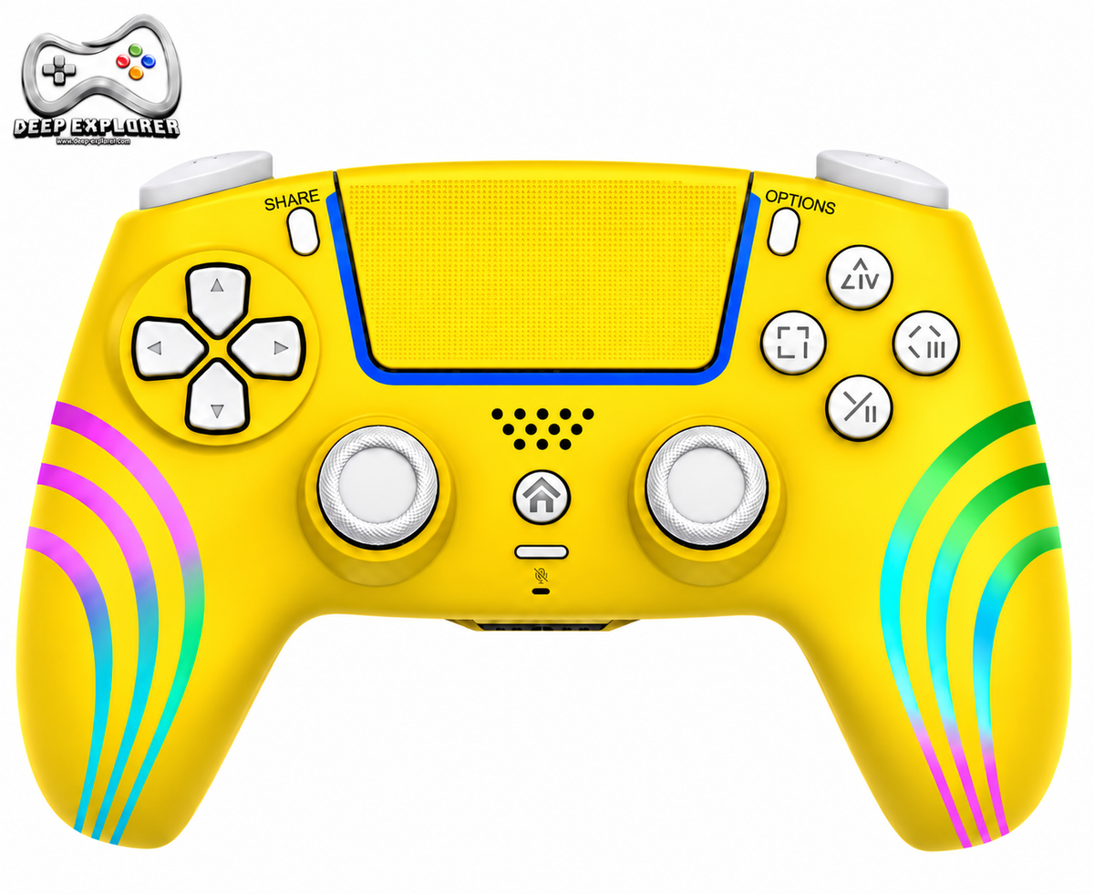 Deep Explorer Wave Yellow – gul controller til PS5 – forside