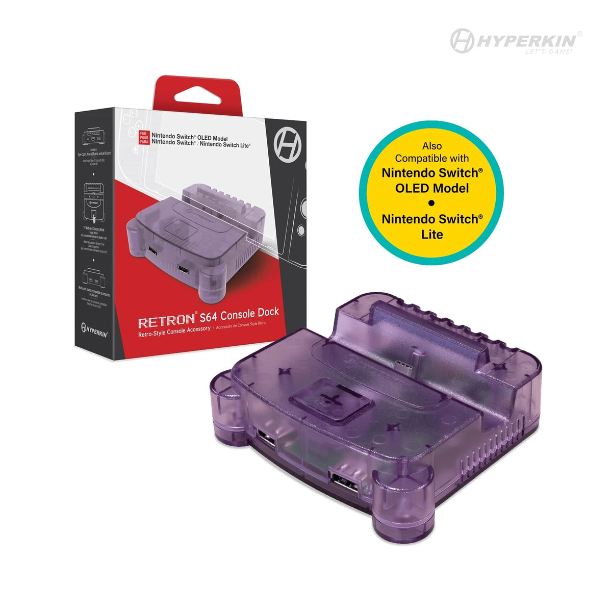 Hyperkin RetroN S64 dock til Nintendo Switch – lilla – produktbillede 1