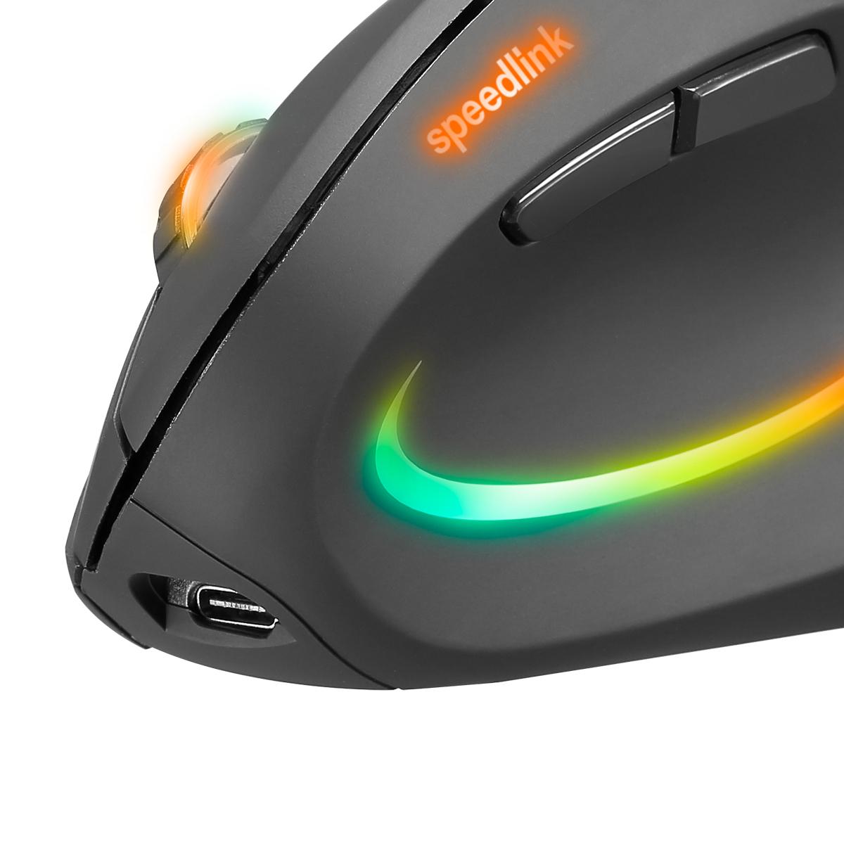 Speedlink - PIAVO PRO Illuminated Rechargeable Vertical Ergonomic Mouse - wireless, rubber-black Speedlink