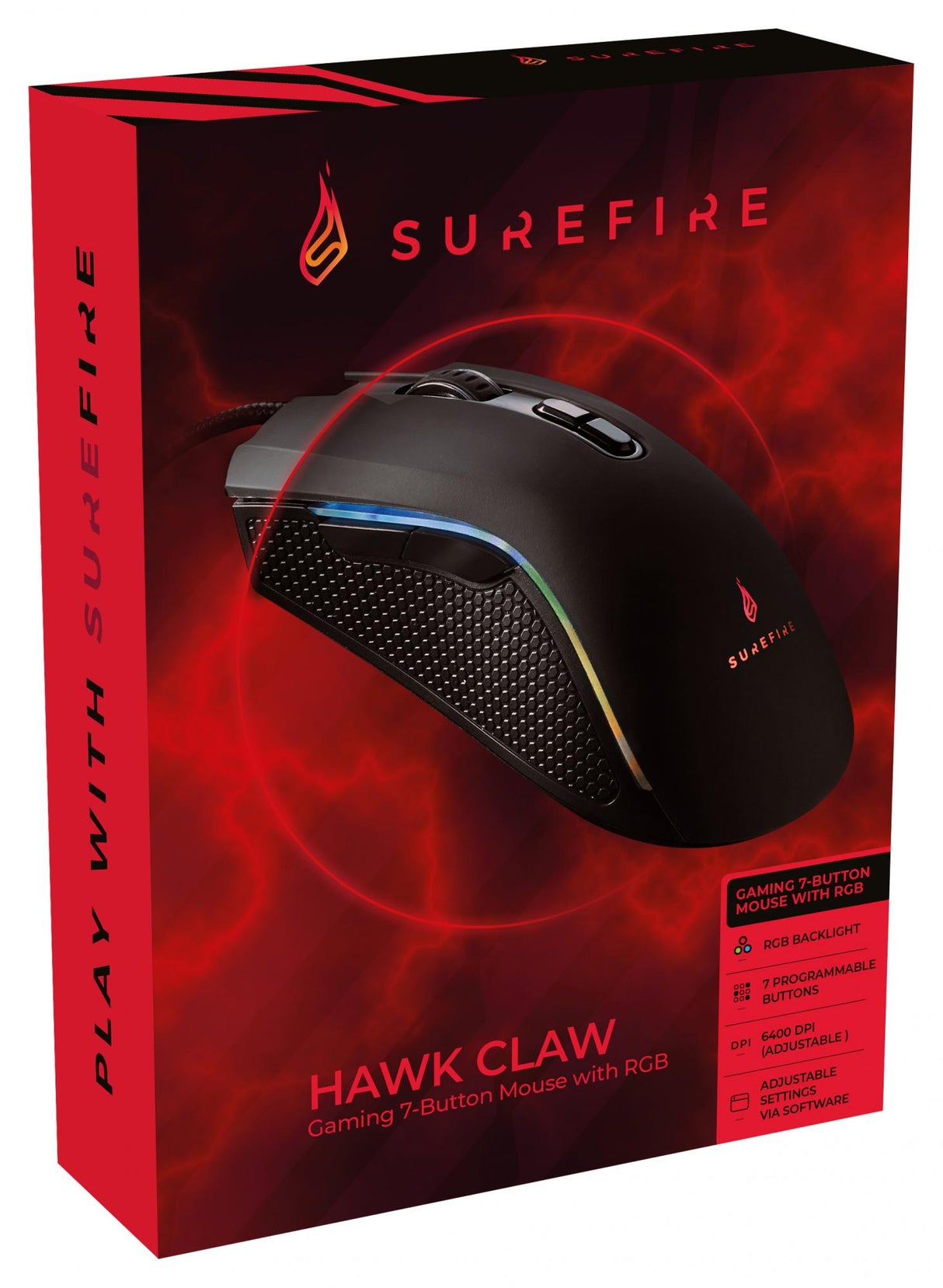 SUREFIRE - Hawk Claw Gamingmus med 7 knappar RGB