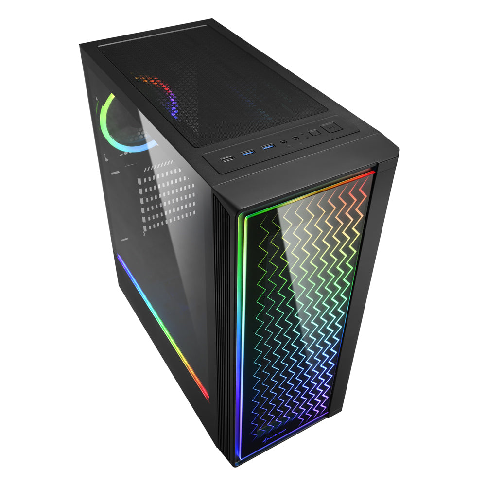Sharkoon RGB LIT 200 tower case (black, front and side panel of tempered glass) Sharkoon