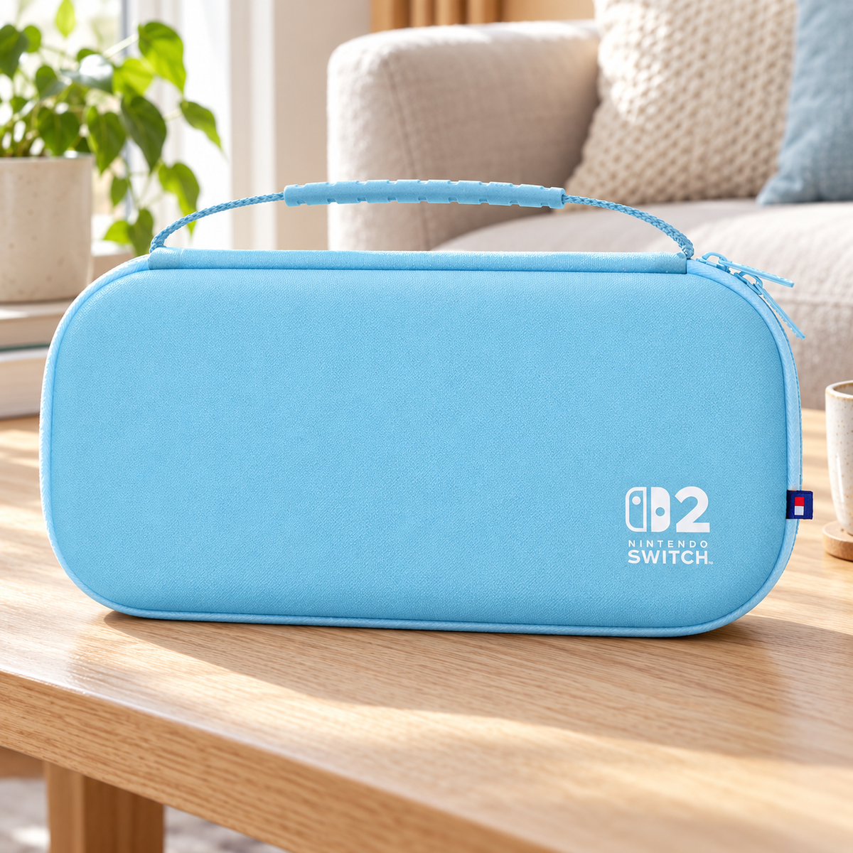 HORI Slim Tough Pouch – Cozy Blue – Nintendo Switch 2 – stemningsbillede