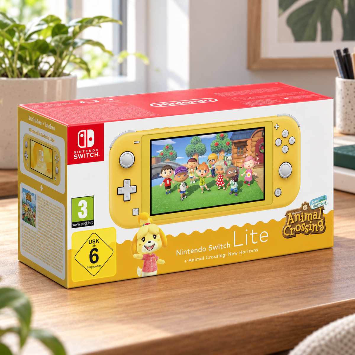 Nintendo Switch Lite + Animal Crossing: New Horizons – gul – stemningsbillede